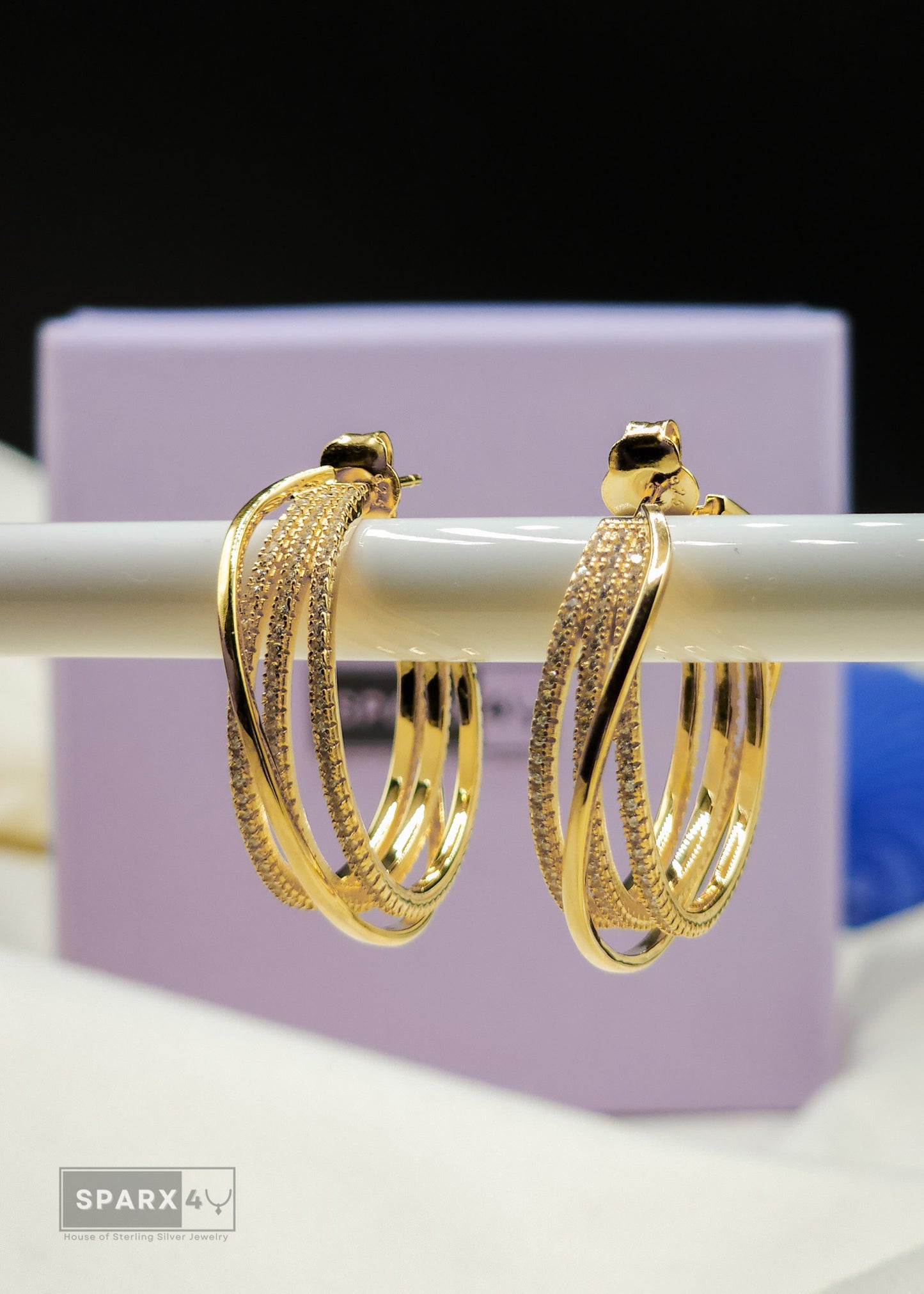 TWISTED QUADRO GOLD HOOPS