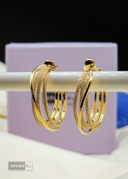 TWISTED QUADRO GOLD HOOPS