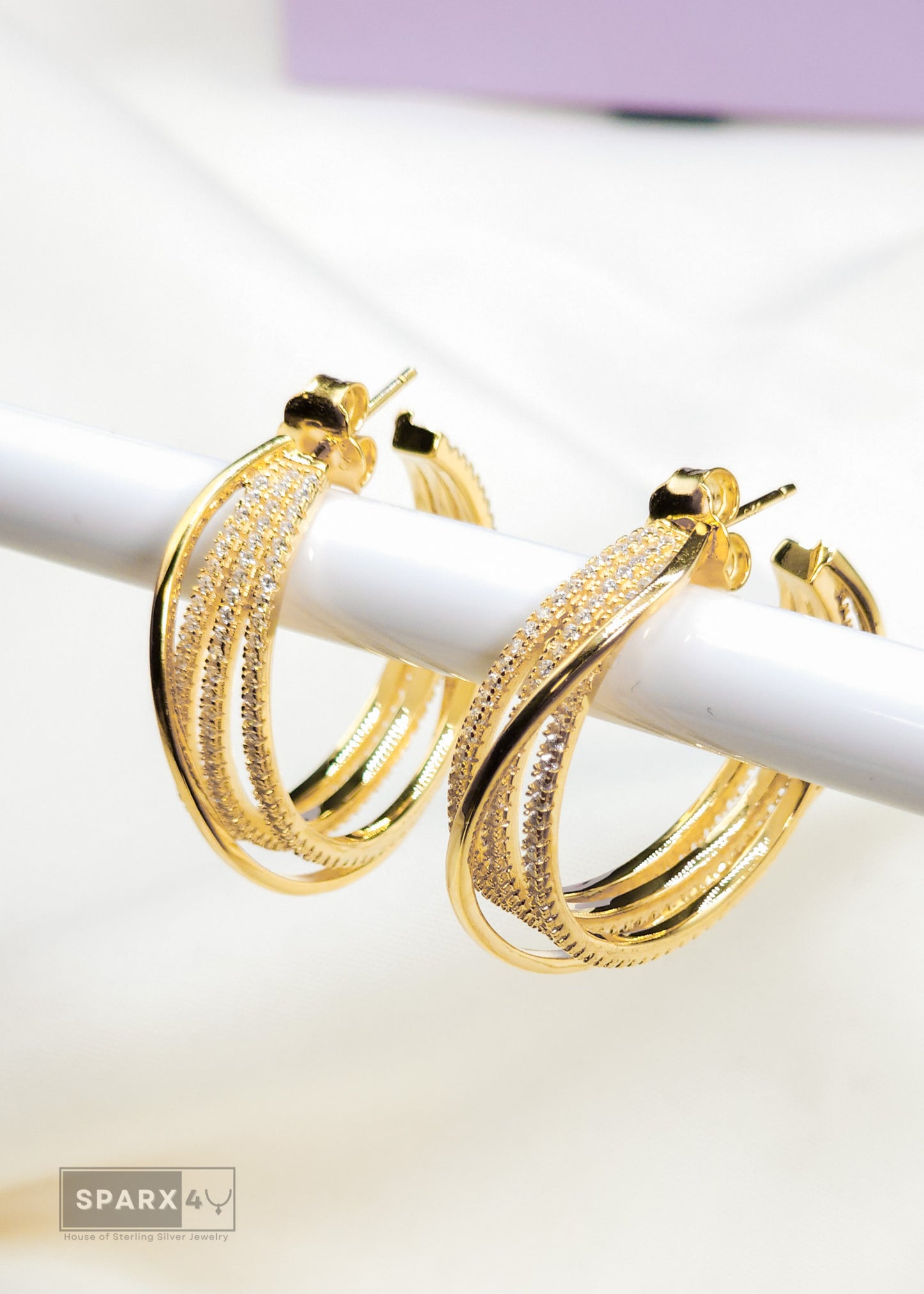 TWISTED QUADRO GOLD HOOPS