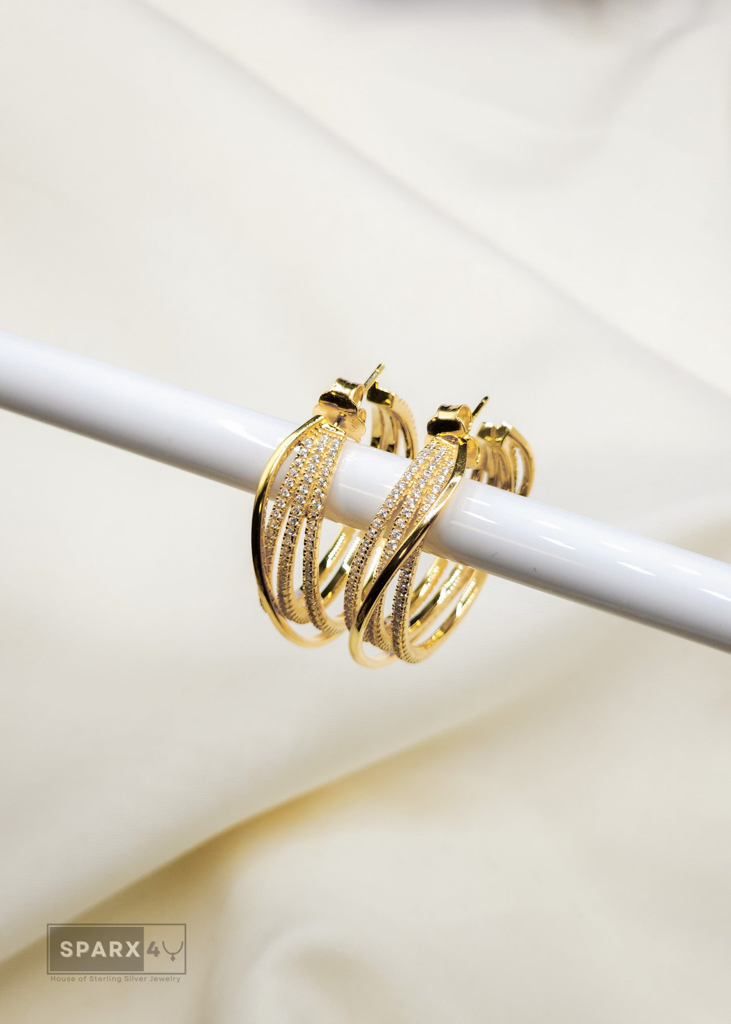 TWISTED QUADRO GOLD HOOPS