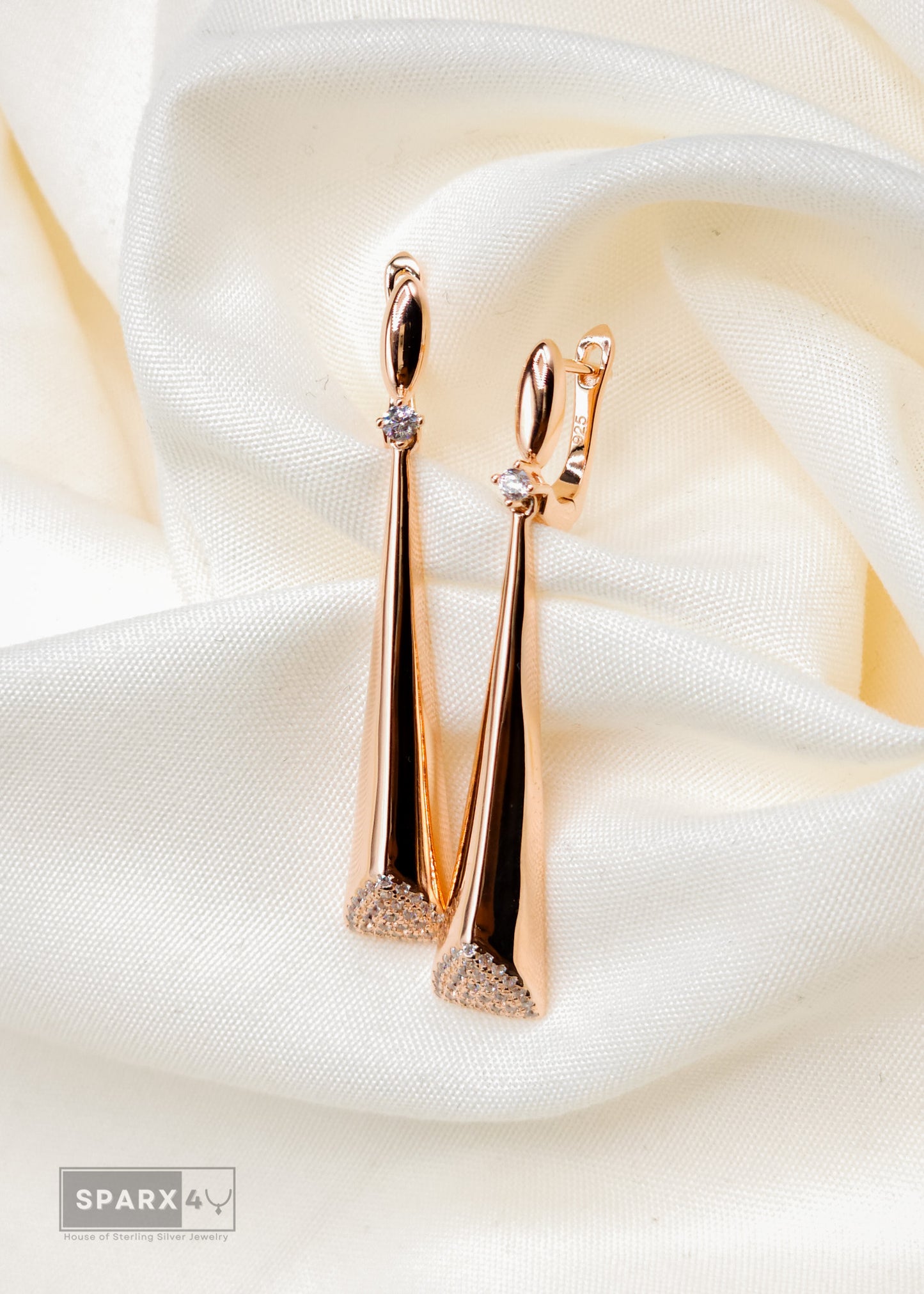 ROSE GOLD CRYSTAL DROP EARRINGS