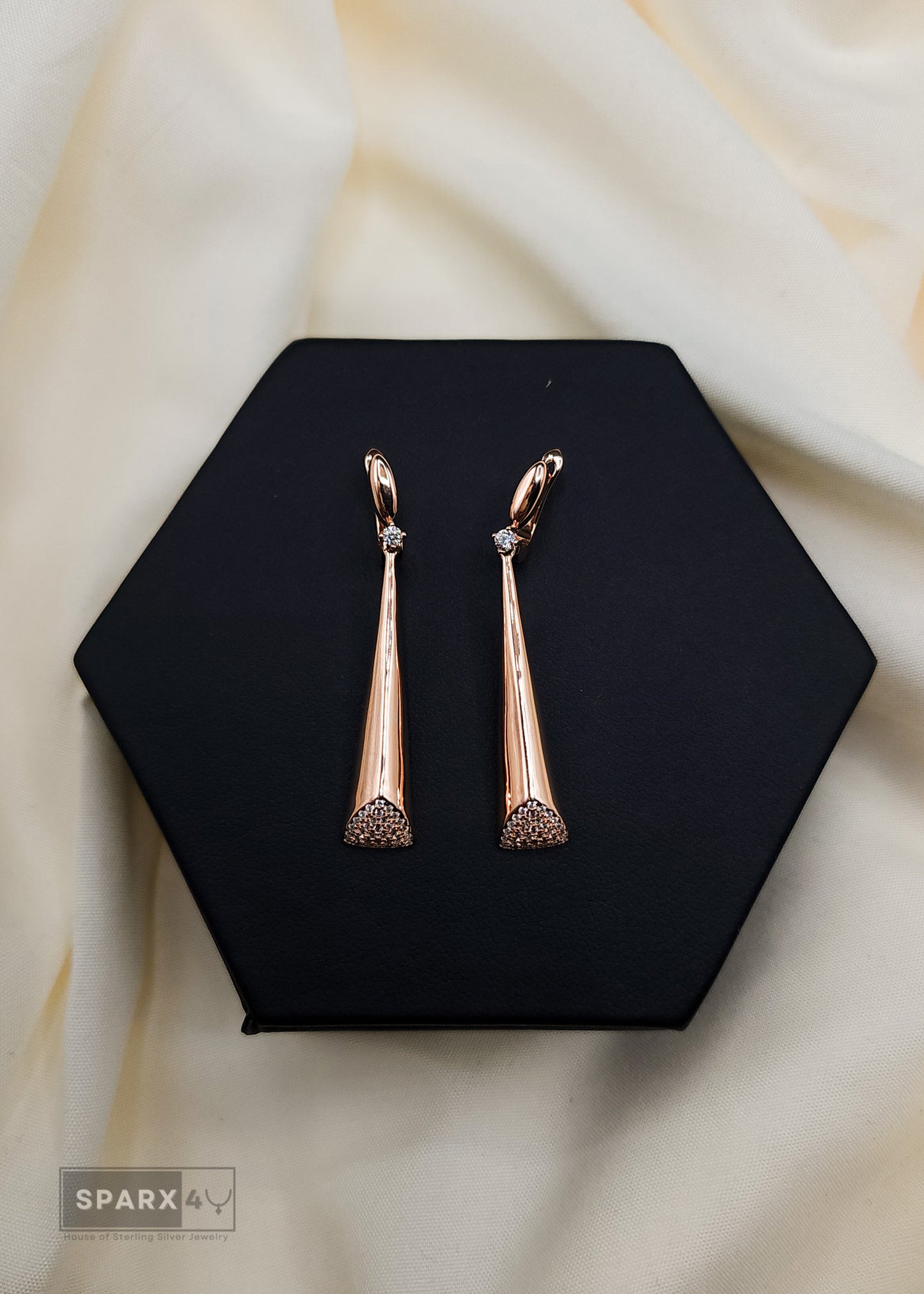 ROSE GOLD CRYSTAL DROP EARRINGS