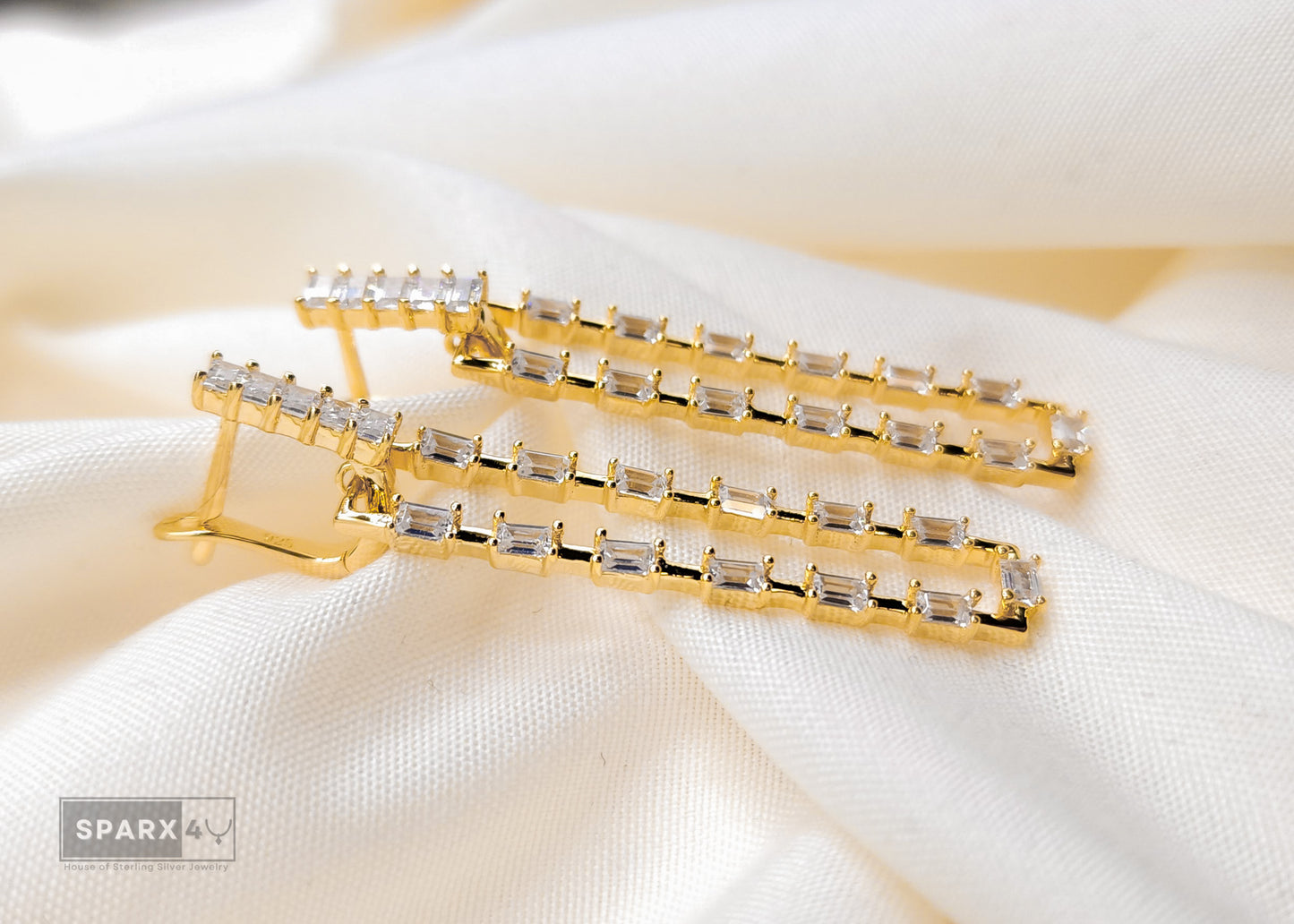 GOLD AND DIAMOND LADDER EARRINGS