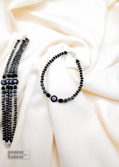 EVIL EYE BLACK BEADS BRACELET