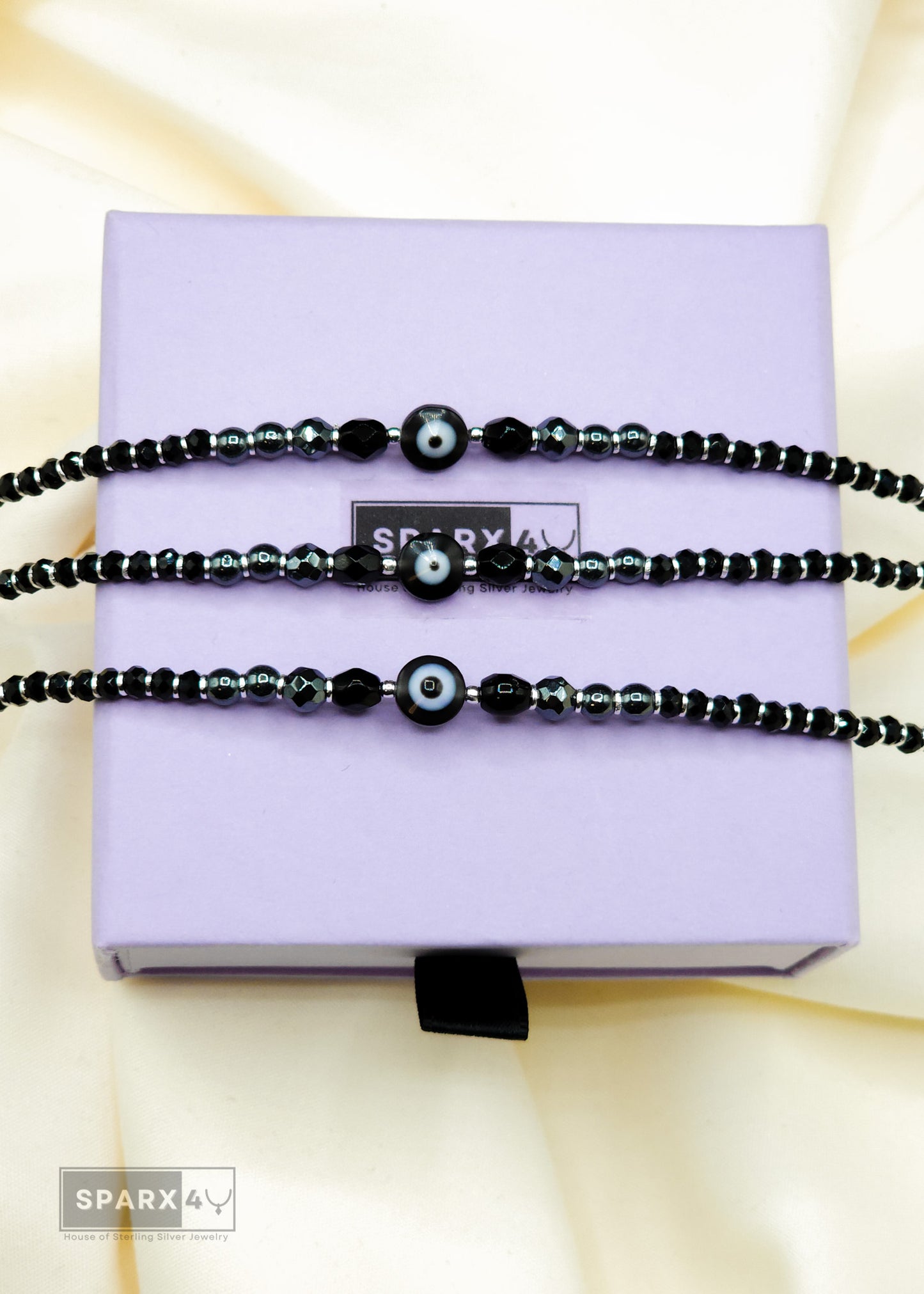 EVIL EYE BLACK BEADS BRACELET