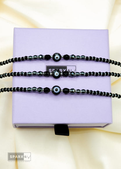 EVIL EYE BLACK BEADS BRACELET