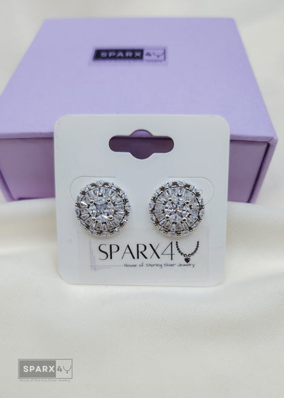 SILVER FLOWER STUDS