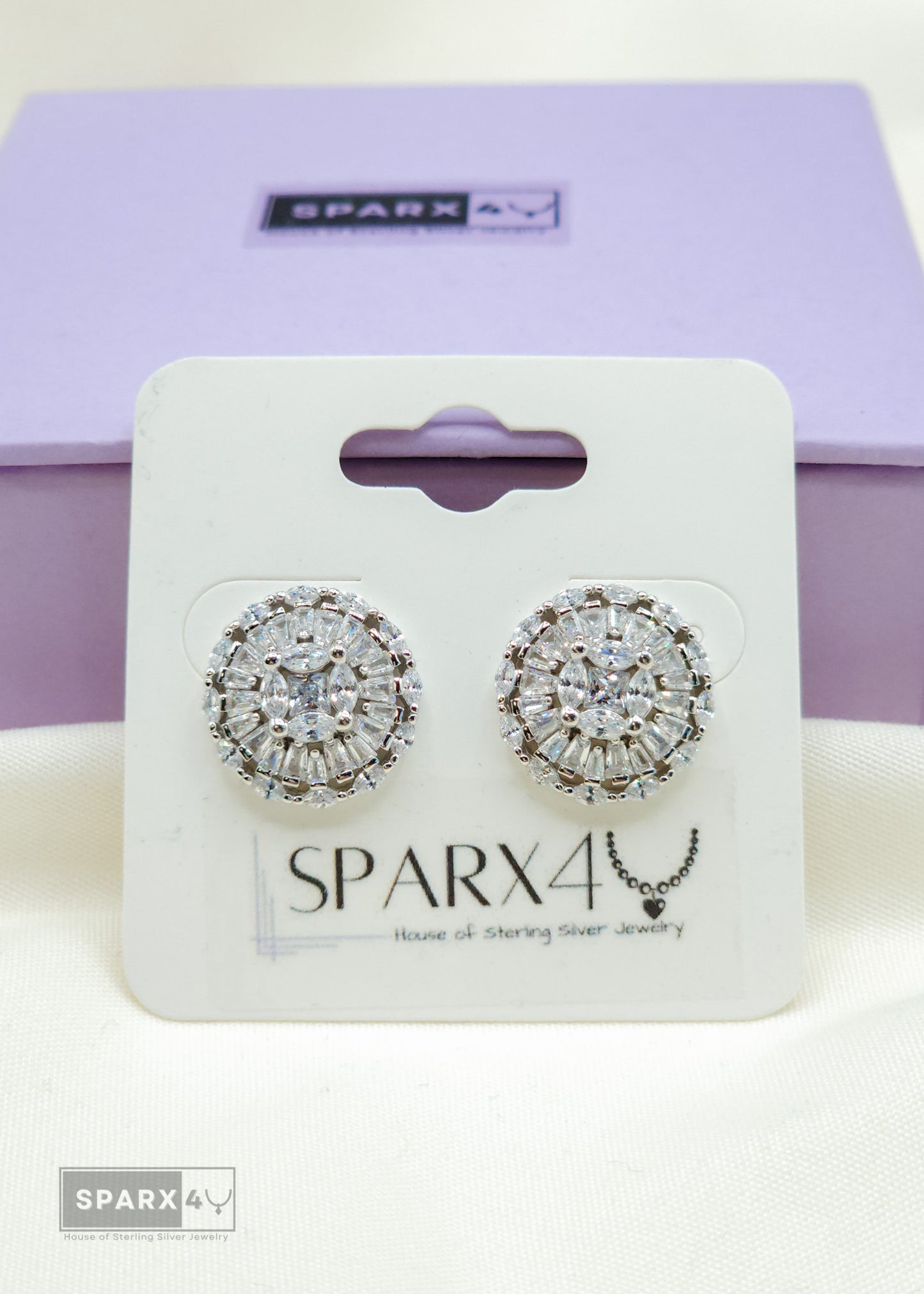 SILVER FLOWER STUDS