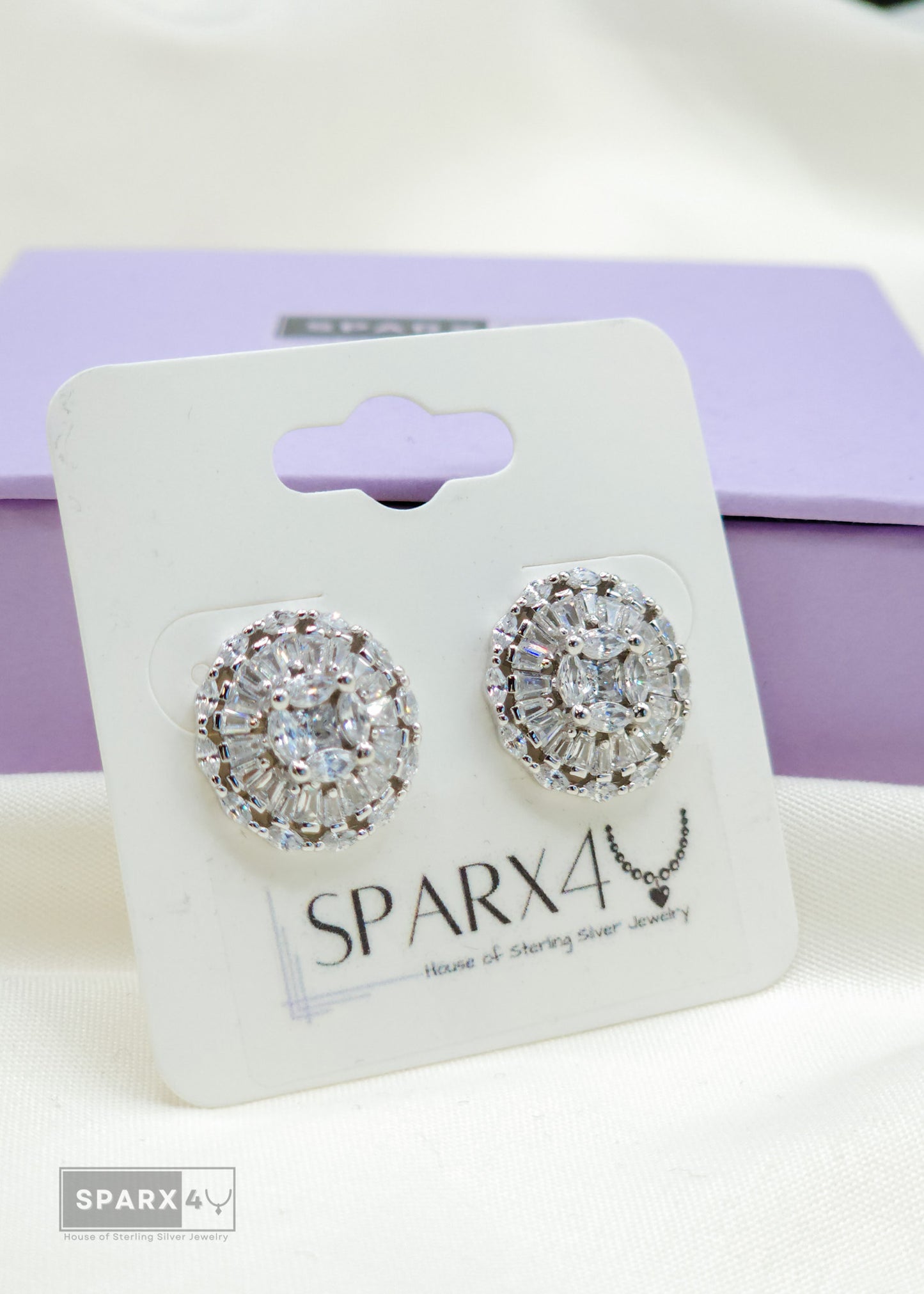 SILVER FLOWER STUDS