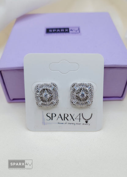 SILVER COMPASS STUD EARRINGS