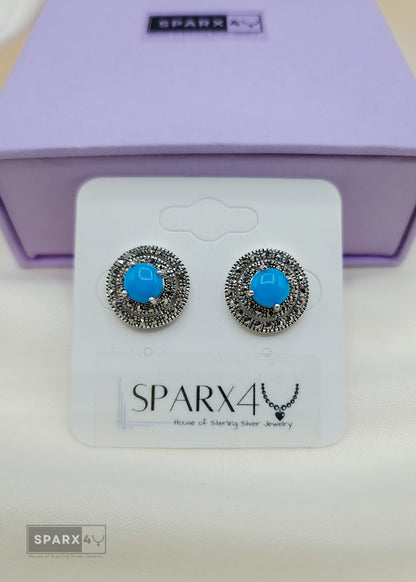 TURQUOISE CRYSTAL STUD EARRINGS