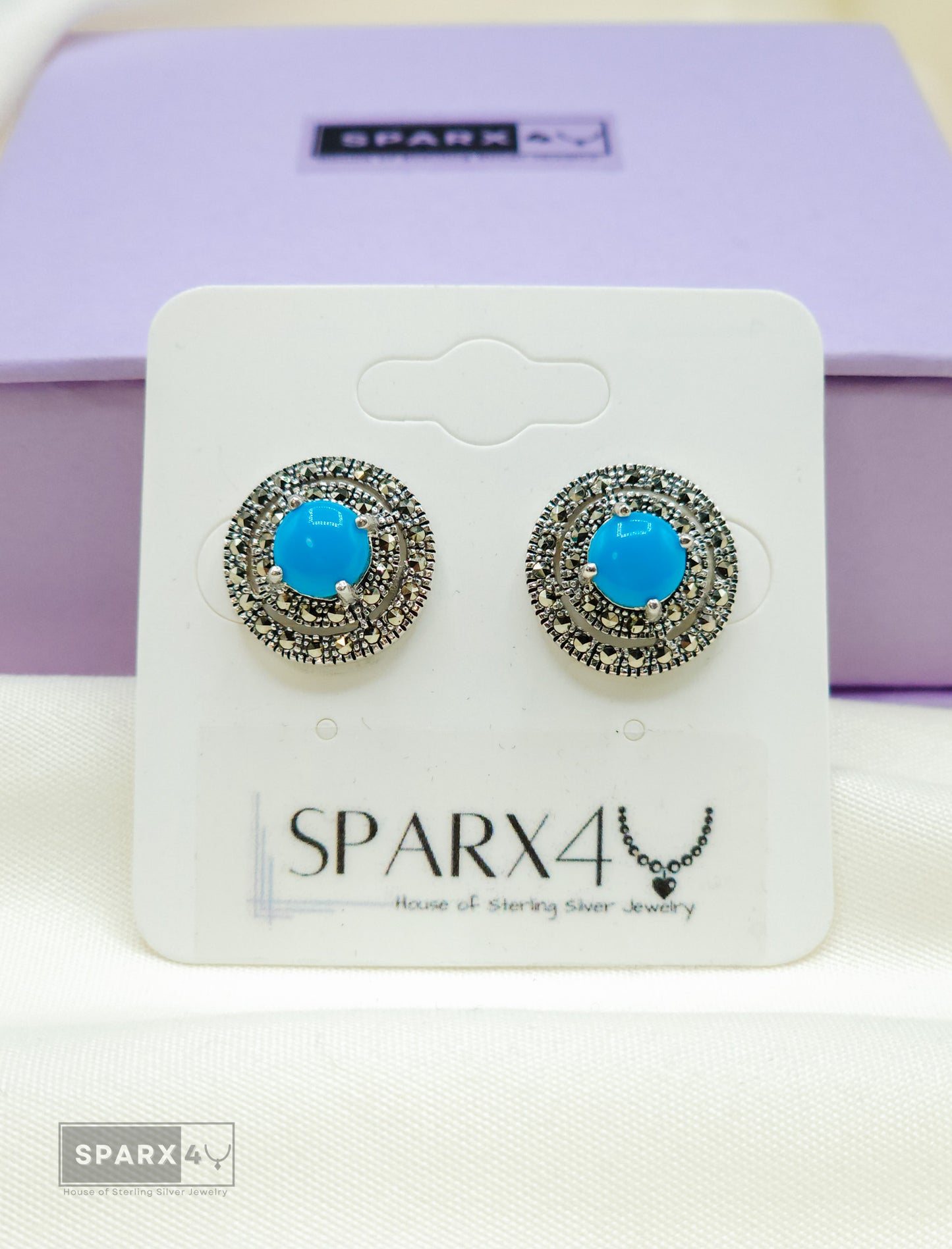 TURQUOISE CRYSTAL STUD EARRINGS