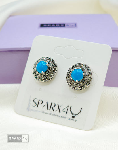 TURQUOISE CRYSTAL STUD EARRINGS