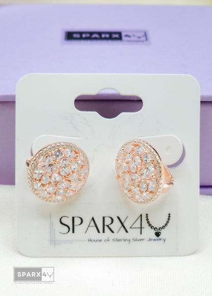 CZ CRYSTAL BUTTON HOOP EARRINGS