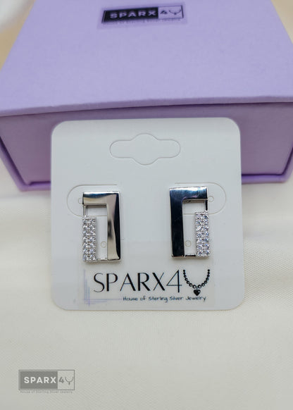 SILVER TRENDY STUD EARRINGS