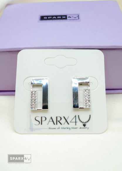 SILVER TRENDY STUD EARRINGS