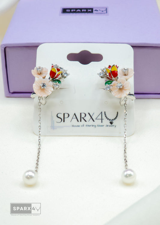 FLORAL FANTASY PEARL HOOP EARRINGS