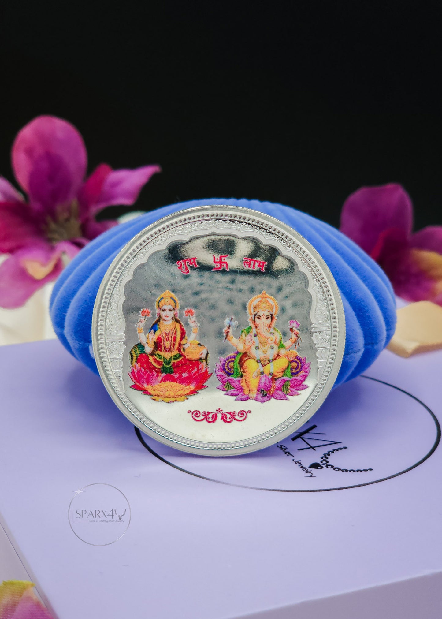 LAKSHMI GANESH JI SILVER COIN COLOURED 20GM