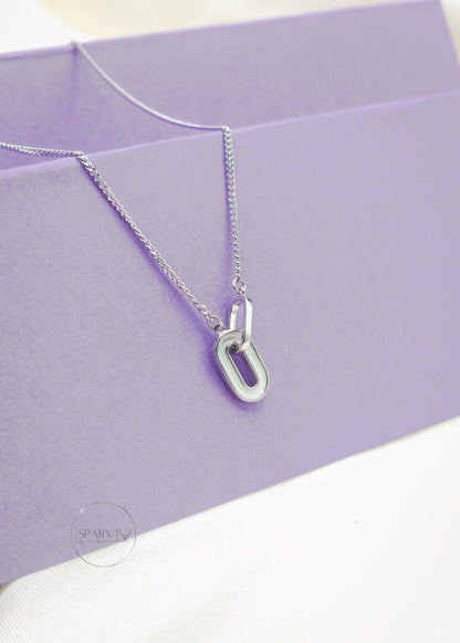 MOTHER OF PEARL PAPERCLIP NECKLACE