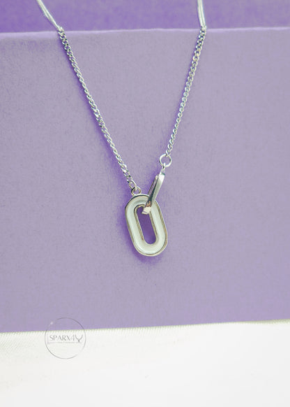 MOTHER OF PEARL PAPERCLIP NECKLACE