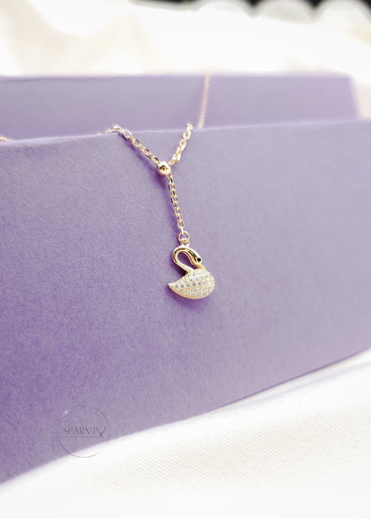 CRYSTAL SWAN GOLD NECKLACE