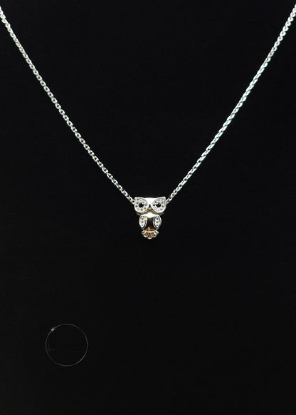 SILVER WISDOM OWL NECKLACE