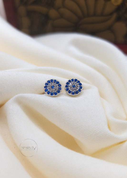 SAPPHIRE EVIL EYE STUD EARRING