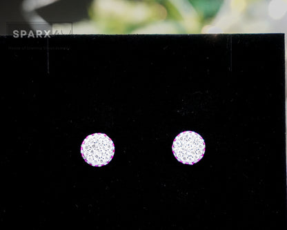 ROUND PINK HALO STUD EARRINGS