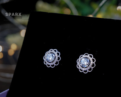 2 in 1 ROUND FLOWER STUD EARRINGS