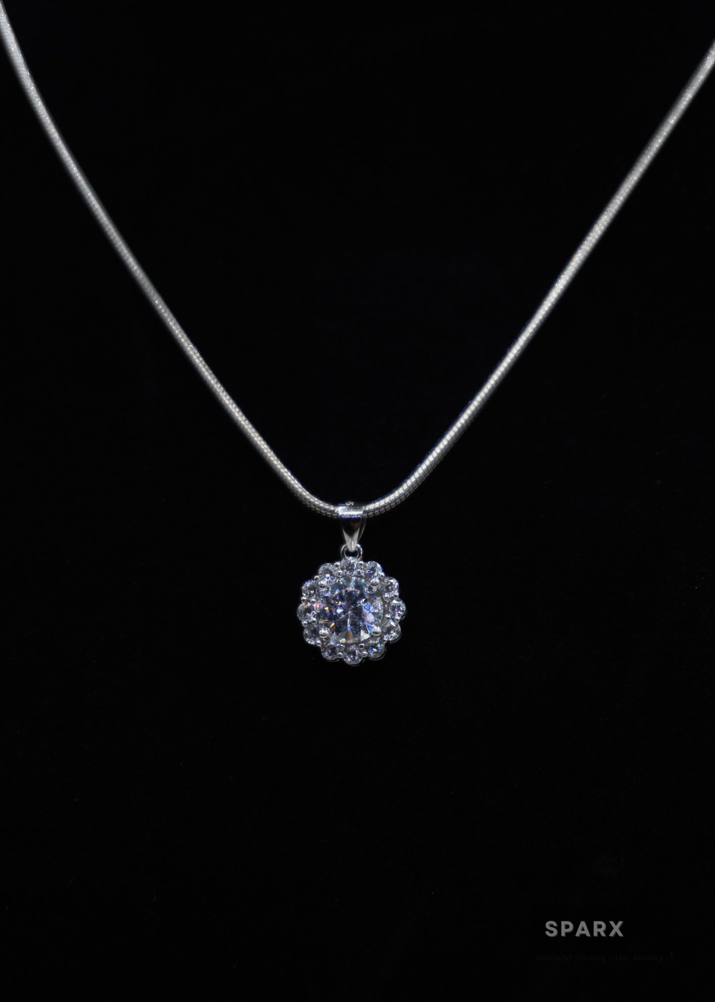 CZ HALO PENDANT SET