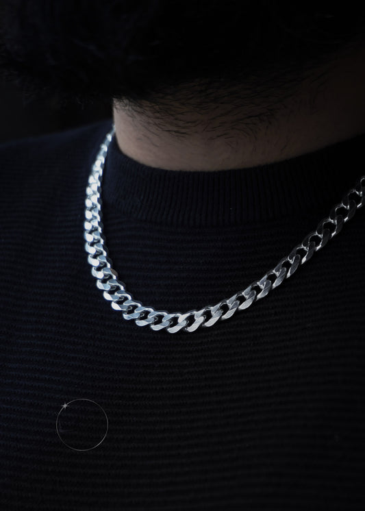 STERLING SILVER CURB CHAIN 9mm