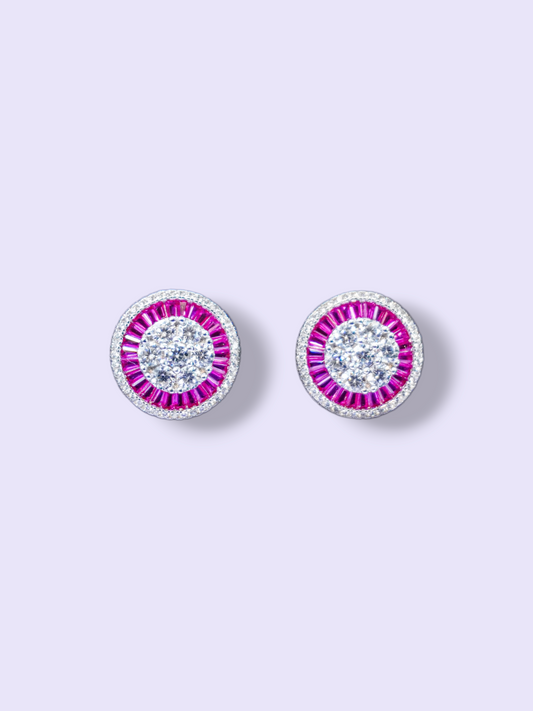 RUBY ROUND STUD EARRINGS