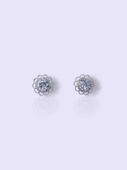 2 in 1 ROUND FLOWER STUD EARRINGS