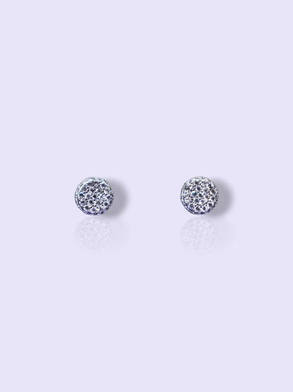 ROUND WHITE HALO STUD EARRINGS