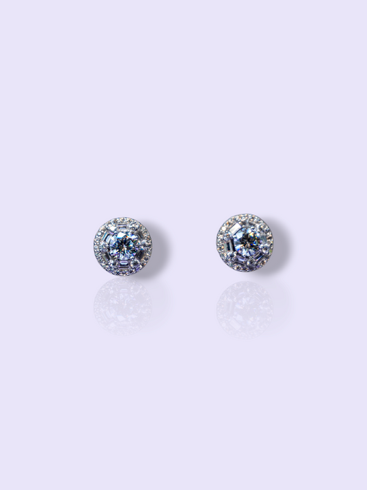 ROUND HALO STUD EARRINGS