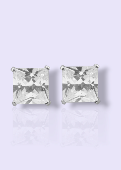 CZ CUSHION CUT STUDS