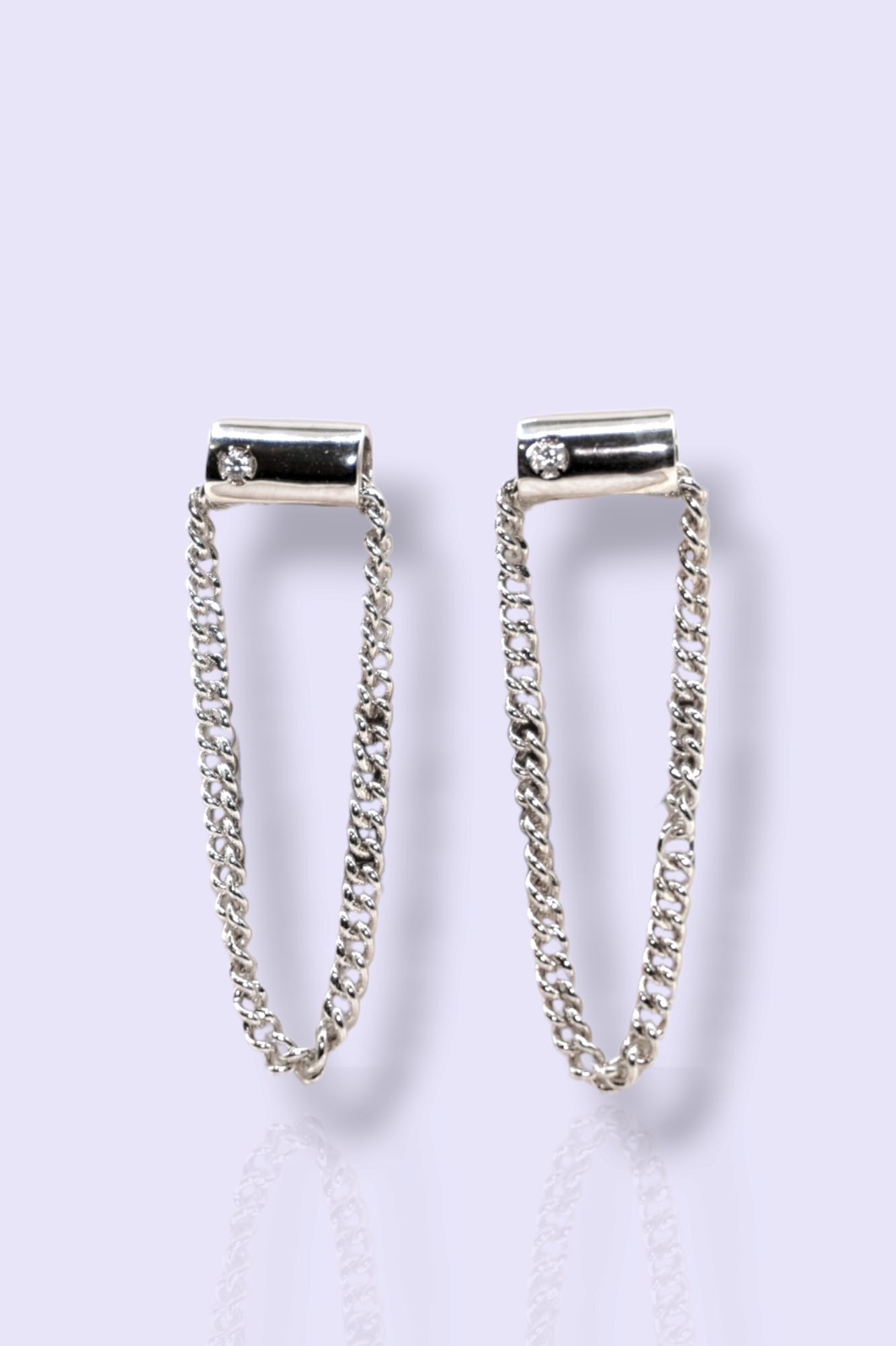 CZ & CHAIN DECOR DANGLE EARRINGS