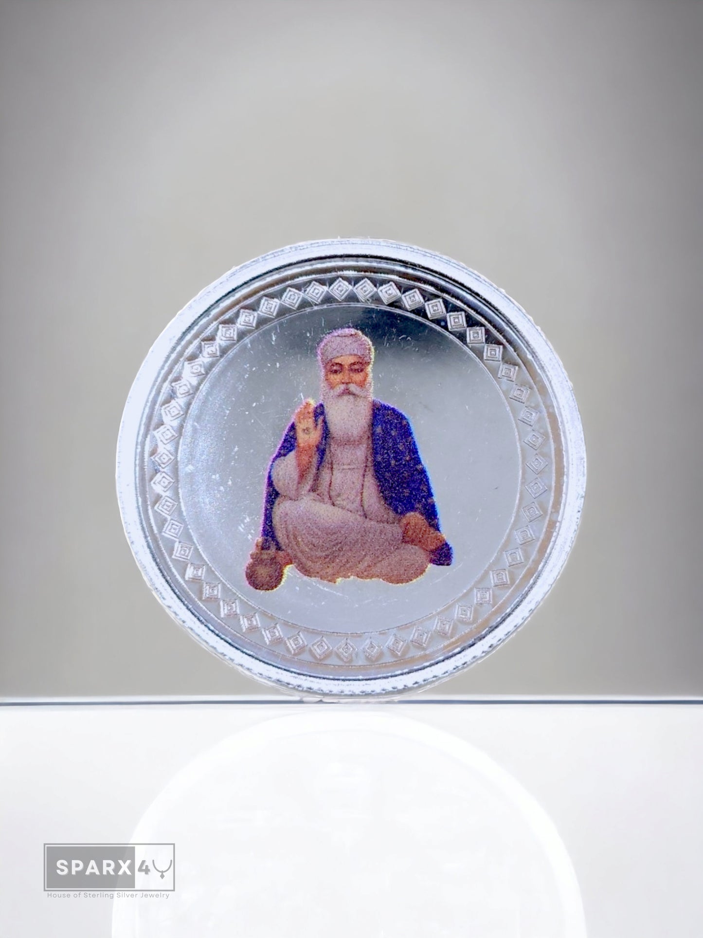 GURU NANAK DEV JI SILVER COIN COLOURED 10GM