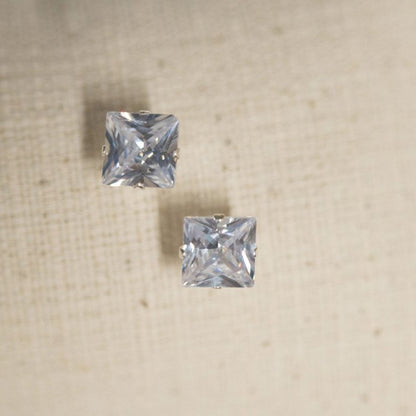 CZ CUSHION CUT STUDS