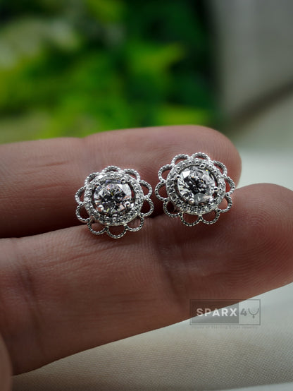 2 in 1 ROUND FLOWER STUD EARRINGS