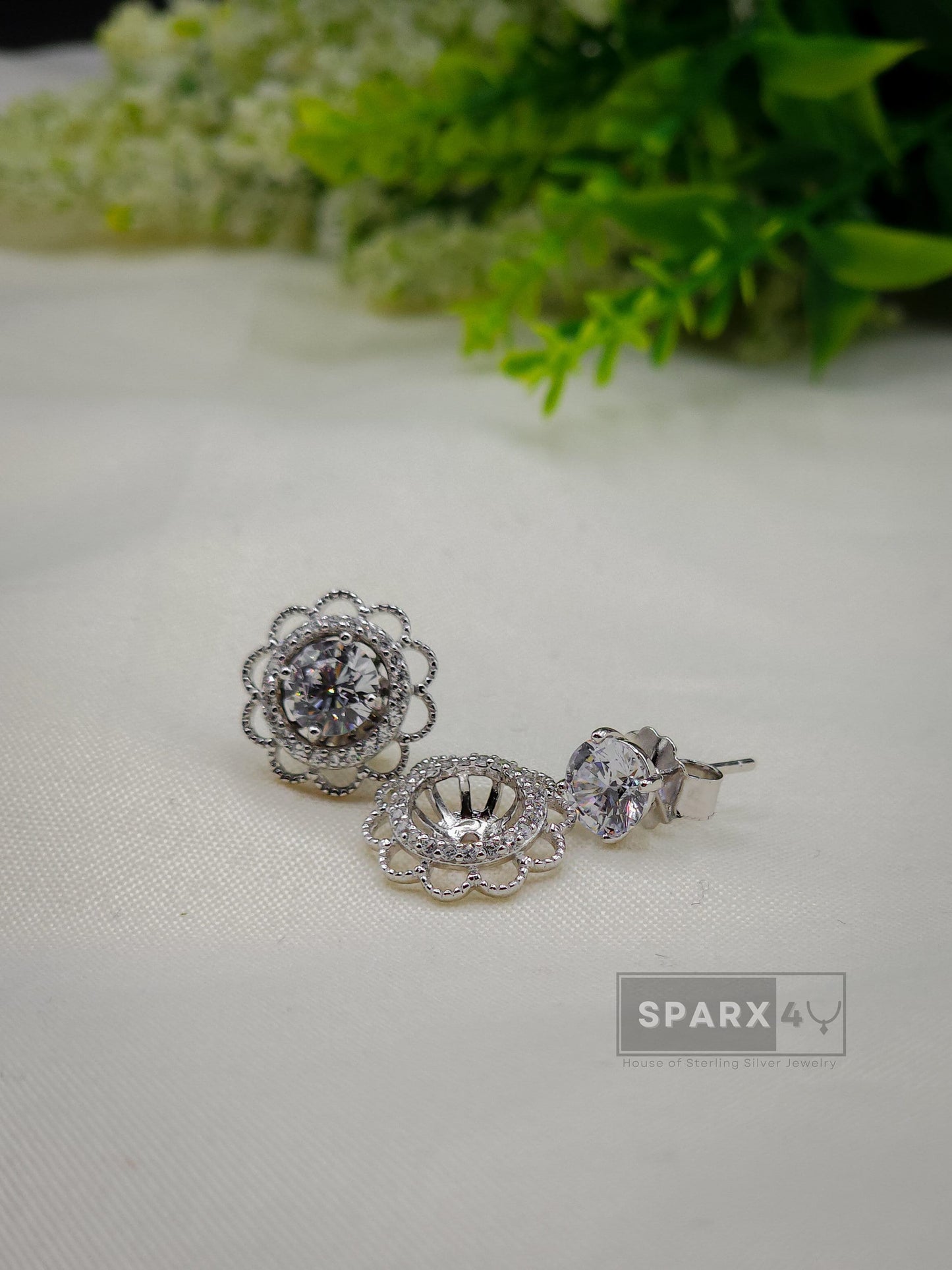 2 in 1 ROUND FLOWER STUD EARRINGS