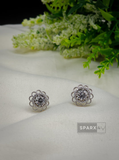 2 in 1 ROUND FLOWER STUD EARRINGS